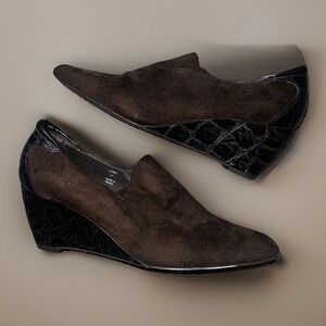 Donald J Pliner Brown Platform Shoes Faux Alligator Women's Size 9